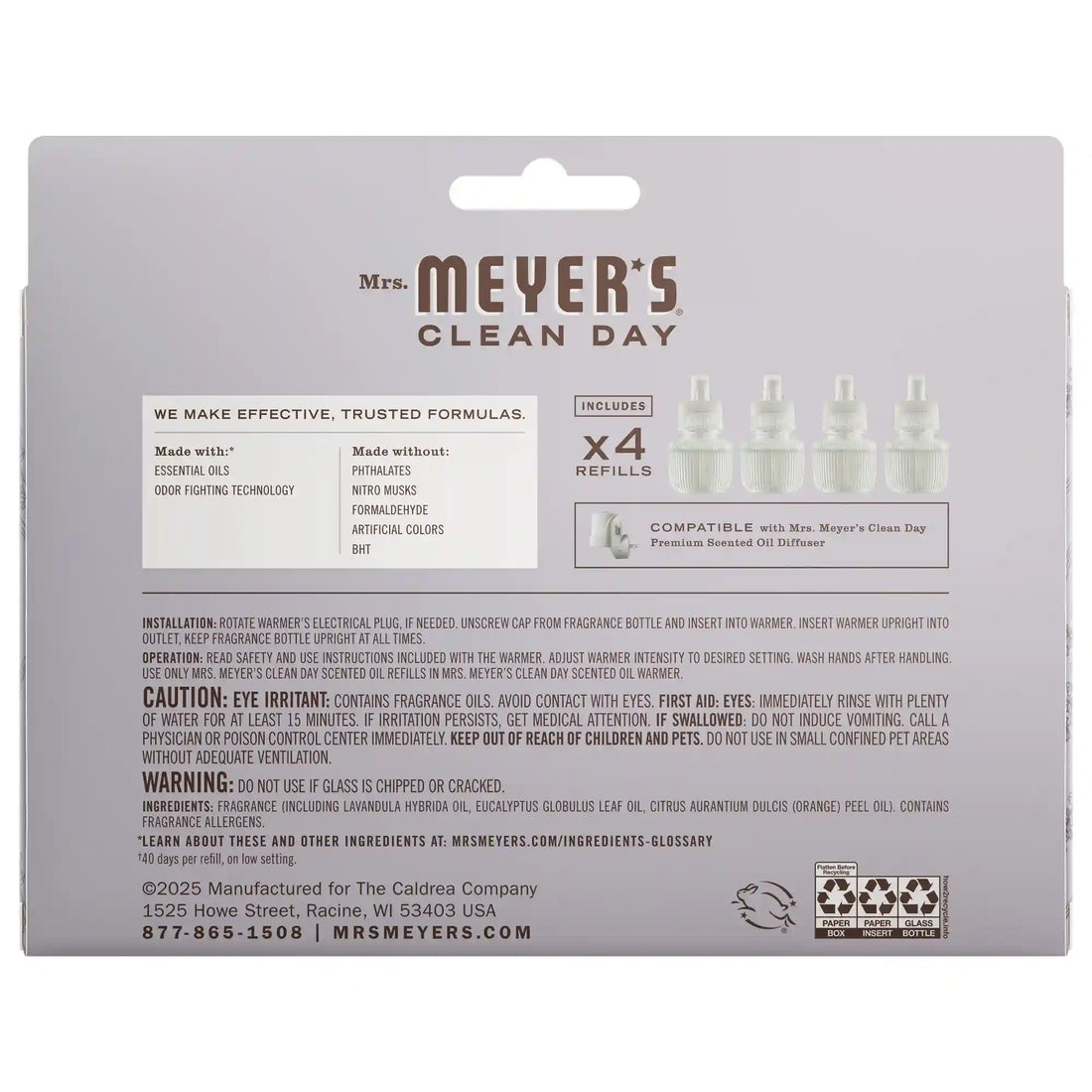 Lavender Plug In Scented Oil Refill, 4-Pack